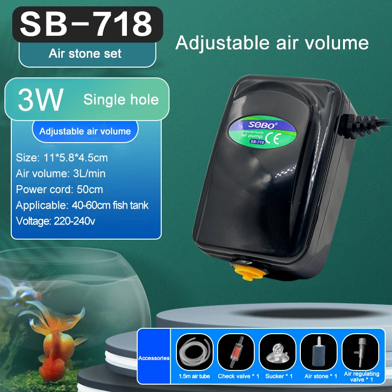 SOBO Silent Aquarium Oxygen Air Pump Fish Tank Adjustable Air Volume High Power Oxygenator Air Compressor Aerator 220v 12w - Image 9