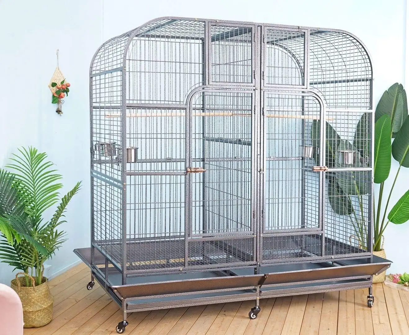 Cage with Center Divider for Bird Parrot Aviary W64xD32xH73 New