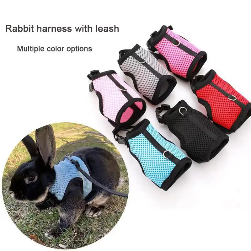 Mutil-Colors Breathable Stylish Vest Small Pet Carrier Bag Adjustable Soft Harness And Elastic Leash Set For Rabbits - Image 16