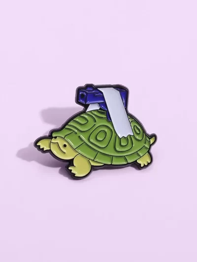 The Turtle With Gun Enamel Pins Funny Turtle Animal Cartoon Brooches Lapel Badges Clothes Collar Backpack Pin Accessories Gift