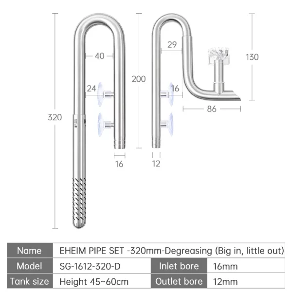 Week Aqua Fish Tank 304 Stainless Steel Filter Tube With Surface Skimmer For Inflow And Outflow Of Lily Tubes Aquarium - Image 9
