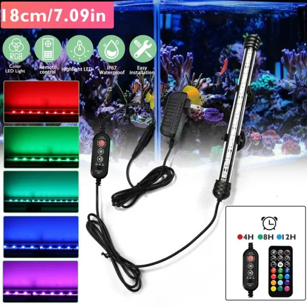 Aquarium 21 LED Light Remote Control Diving Lamp Plant Grow Lighting Underwater Fish Tank Light RGB Led Aquarium Accessories EU - Image 7