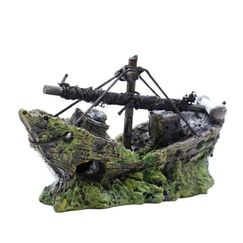 Resin Aquarium Ornament Wreck Sunk Ship Landscape Sailing Boat Cave Fish Playing Toys Fish Tank Decoration Aquarium Accessories - Image 10