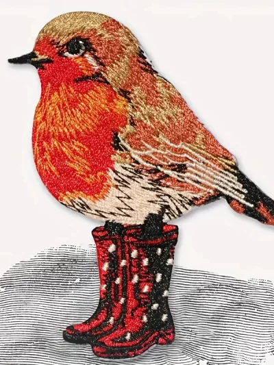 1PC Cute Bird With Boots Embroidered Patch Nature Animal Badge DIY Gift Iron On Patches For Clothes Cap Bag Jacket Trucker Hat