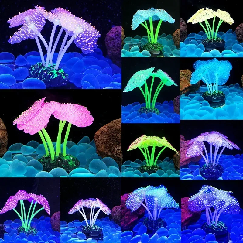 Aquarium Accessories Anemone Weed Fish Accessories Plastic Decorate Decoration Simulate Artificial Glowing Plants Aquatic