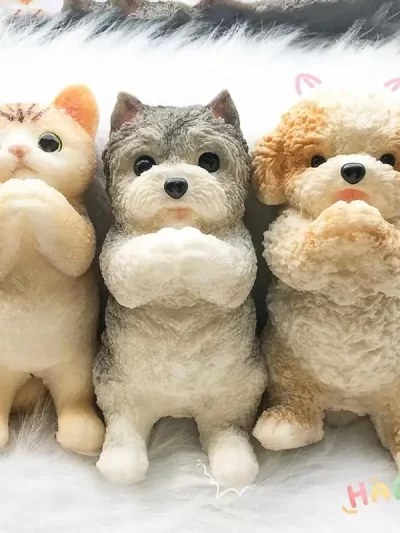 Cat Fidget Toy for Kids Sensory Toys Squeeze Toys Desk Decor Cat Dog Shape Collectible Figurines Toys Soft Flocking Fidget Toy