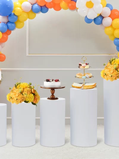 5Pcs Cylinder Pedestal Covers Plinth Stand Pillar Covers Cylinder Plinth Stand Covers for Engagement Wedding Decoration Props