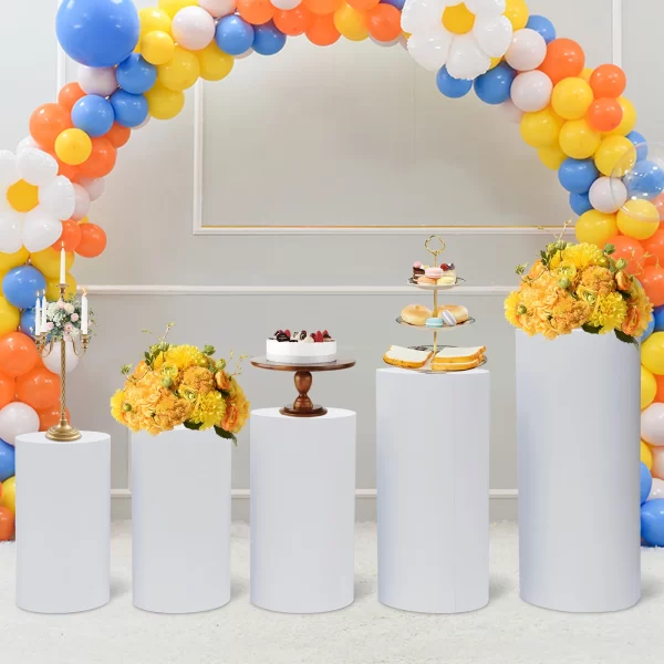 5Pcs Cylinder Pedestal Covers Plinth Stand Pillar Covers Cylinder Plinth Stand Covers for Engagement Wedding Decoration Props