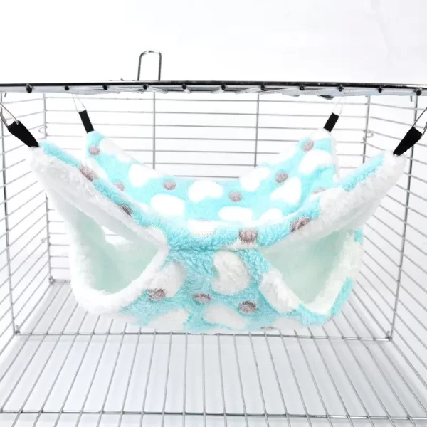 Hamster Hammock Small Pet Hanging Bed Double Warm Thickened Honeybug Flying Squirrel Guinea Pig Hammock Pet Cage Accessories - Image 3