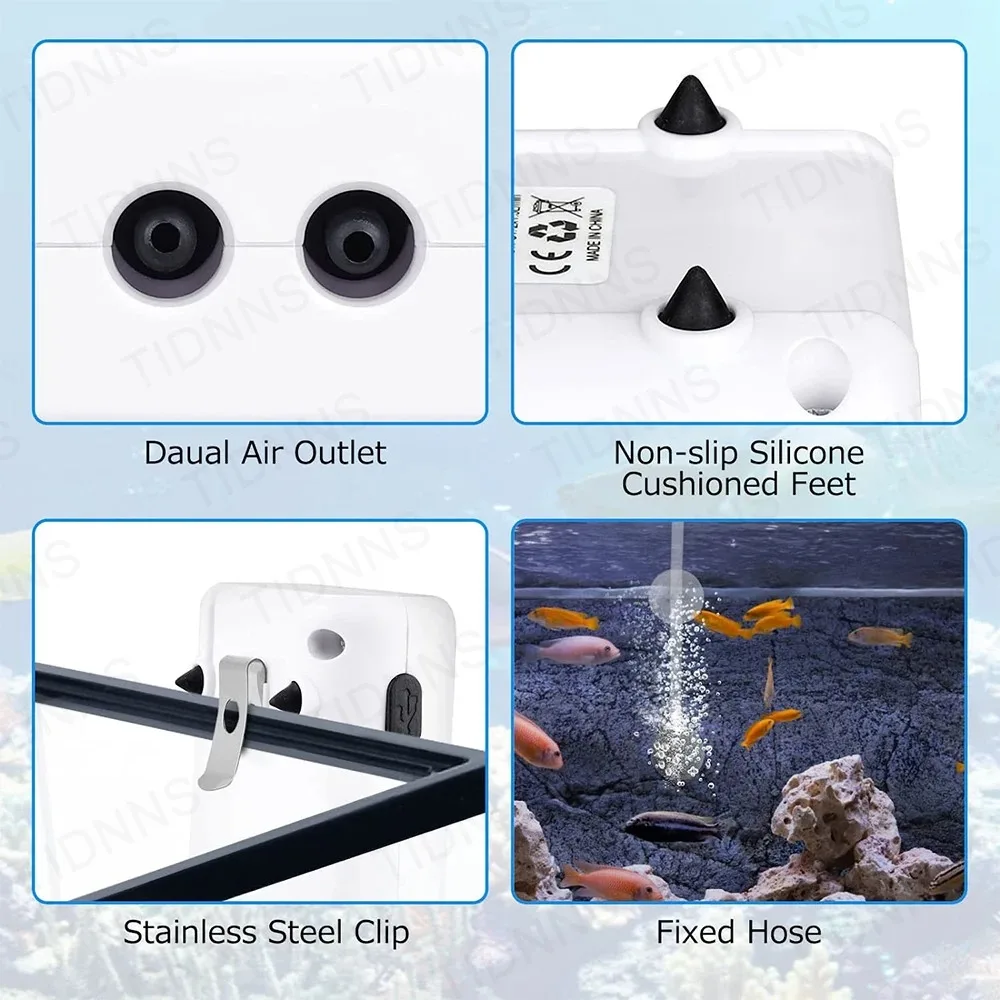 Aquarium Fish Tank Oxygen Pump Charging Dual-Purpose Air Pump Usb Lithium Battery Household Portable Fishing Mute 6000mA Outdoor - Image 5