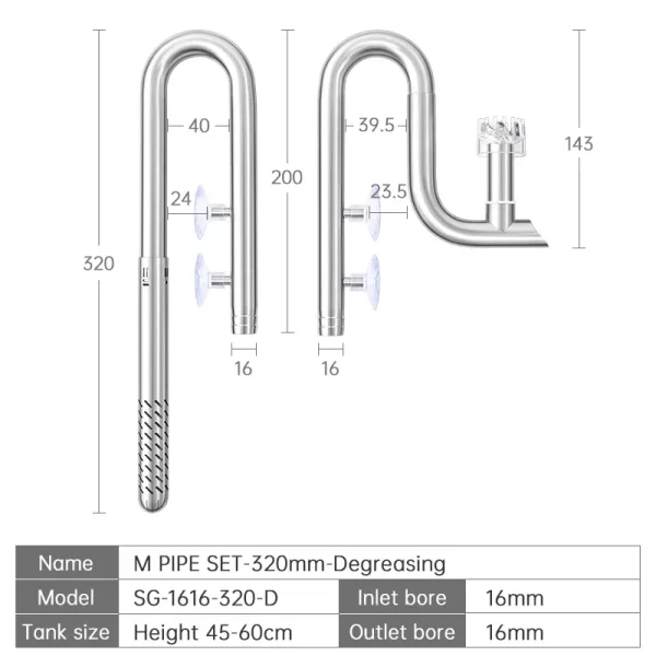 Week Aqua Fish Tank 304 Stainless Steel Filter Tube With Surface Skimmer For Inflow And Outflow Of Lily Tubes Aquarium - Image 7