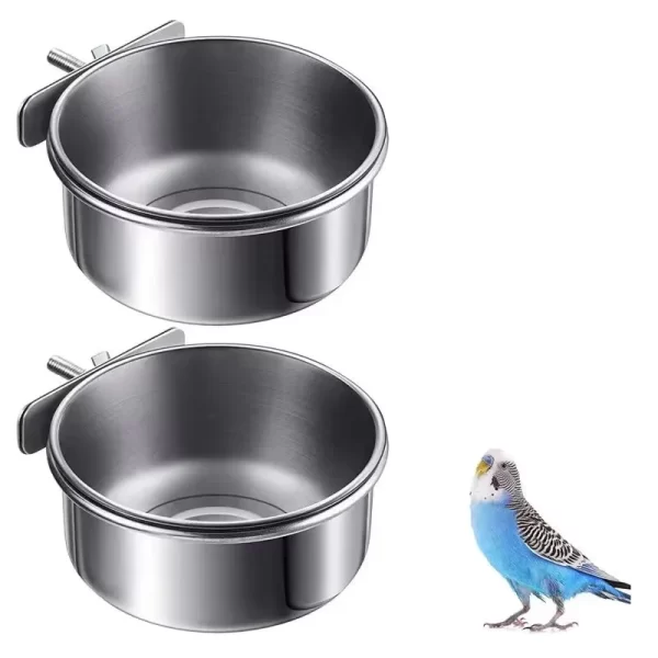Birds Food Water Cup Parrot Food Bowl With Clamp Holder Feeding Cage Dish Parrot Feeders - Image 6