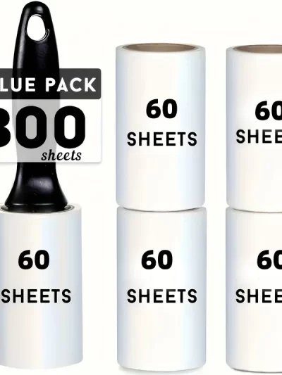 Extra-Sticky Lint Roller for Pet Hair Removal 60 Sheets/Roll,Ideal for Dog & Cat Owners,Perfect for Clothes & Furniture Cleaning