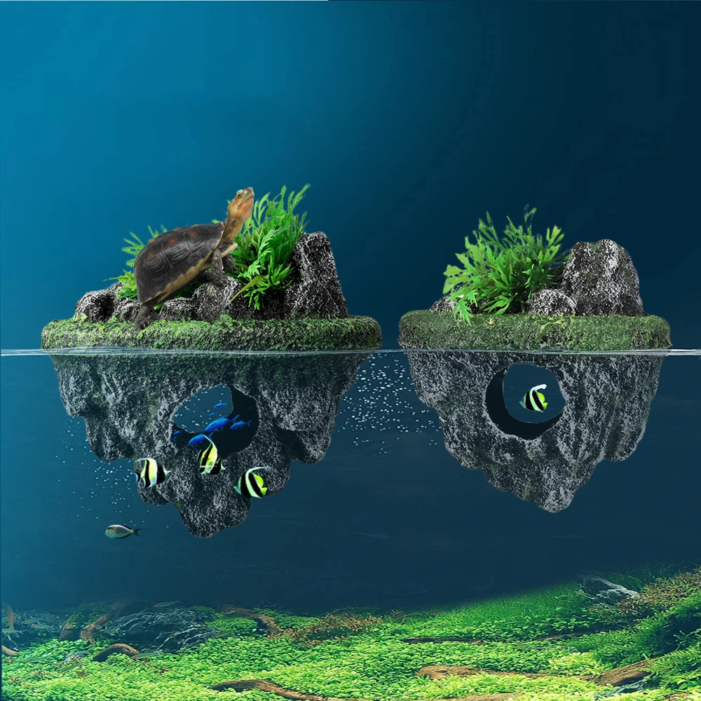 Suspended Island Fish Tank Decorative Creative Floating Stone Simulation Plants Caverns Crafts Ornaments Aquarium Accessories - Image 13
