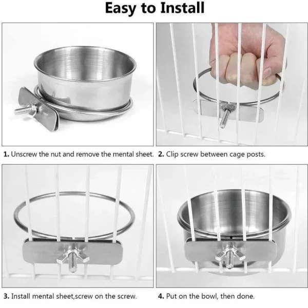 Birds Food Water Cup Parrot Food Bowl With Clamp Holder Feeding Cage Dish Parrot Feeders - Image 8