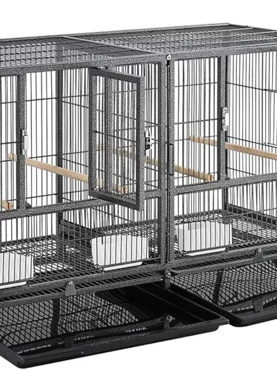 Combo Stacker Center Divided Breeder Breeding Bird Flight Double Rolling Cage for Aviaries Canaries Cockatiels Lovebirds Finches
