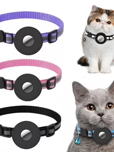 Cat Dog Kitten Puppy Nylon Collar Reflective Collar Waterproof Holder Case For Airtag Air Tag Airtags Protective Cover