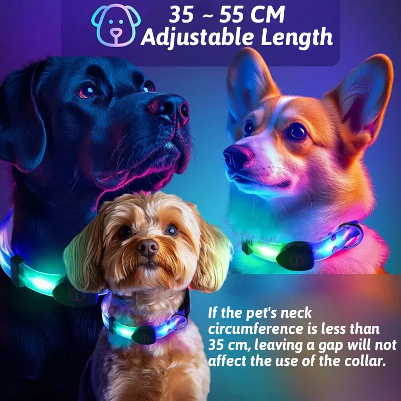 LED Light Up Dog Collar and Leash Walking Safety Glow in The Dark, Three Lighting Modes, USB Rechargeable Dog Colorful LED Leash - Image 12