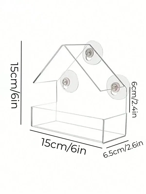 Acrylic Bird Feeder Clear Window Outside Hanging Bird Feeder House with Suction Cup for Garden Outdoor Backyard Wildlife Birding - Image 2