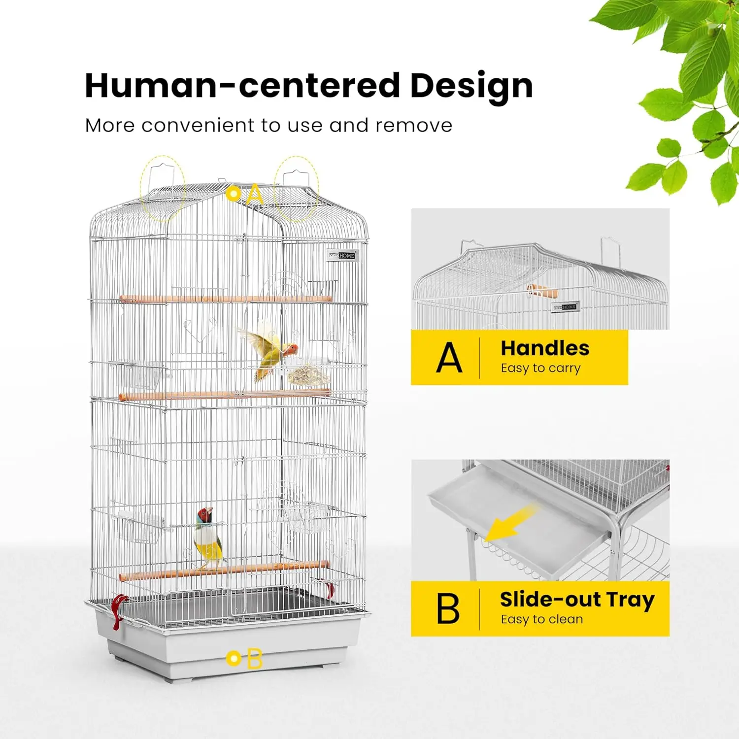 Bird Cage with Play Top and Rolling Stand for Parrots Conures Lovebird Cockatiel Parakeets - Image 3