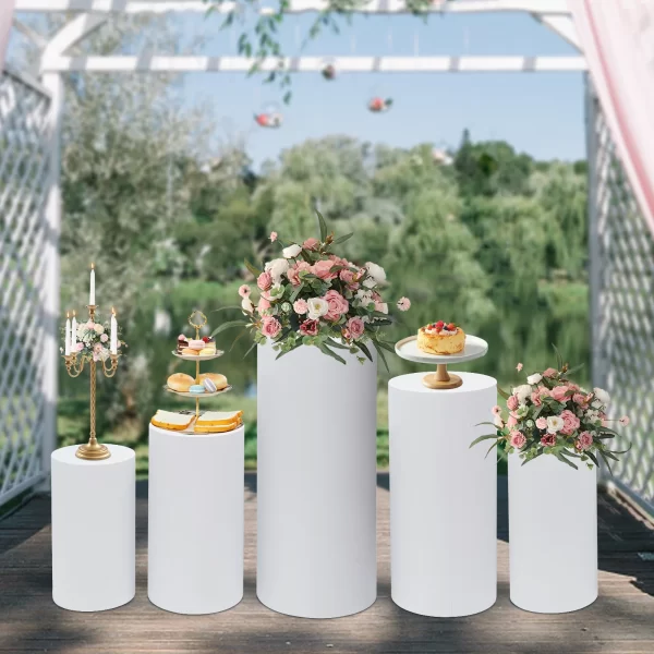 5Pcs Cylinder Pedestal Covers Plinth Stand Pillar Covers Cylinder Plinth Stand Covers for Engagement Wedding Decoration Props - Image 2