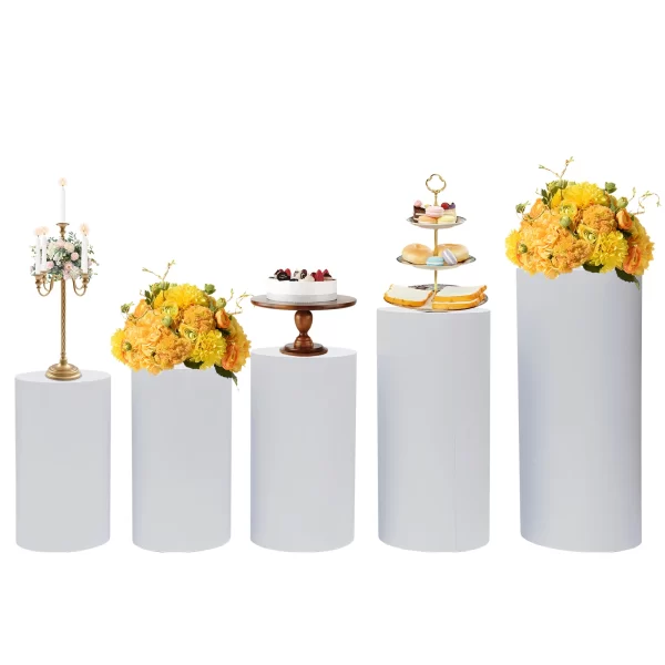 5Pcs Cylinder Pedestal Covers Plinth Stand Pillar Covers Cylinder Plinth Stand Covers for Engagement Wedding Decoration Props - Image 4