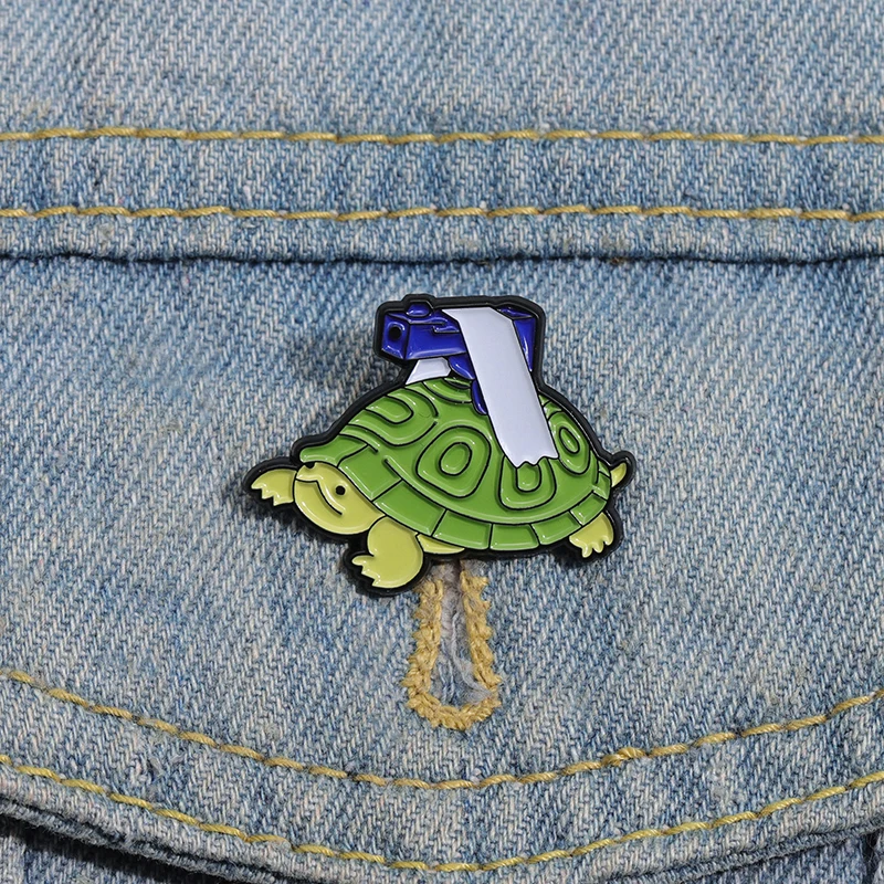 The Turtle With Gun Enamel Pins Funny Turtle Animal Cartoon Brooches Lapel Badges Clothes Collar Backpack Pin Accessories Gift - Image 16