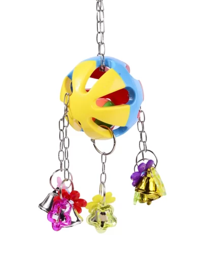 Parrot Toys Flower Chew Toys Pet Chewing Toy Parrot Toy Toy Cage Colorful Bell Ball Toy With Bell Parrot Bird Cage Accessories