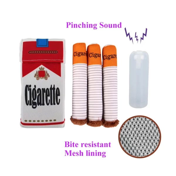 Stuffed Raw Dog Bite Toy Joint Cigarette Case Plush Cigar Funny Interactive Puppy Dog Chew Squeak Toys Cigarettes Toy for A Dog - Image 4