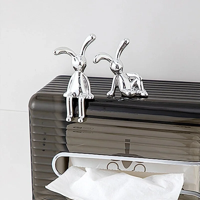 2PC Long-Eared Rabbit Ornaments Sticky Statue Cartoon Accessories Living Room Bedroom Car Decoration Desktop Decorative - Image 3