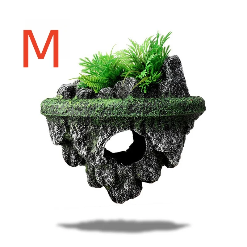 Suspended Island Fish Tank Decorative Creative Floating Stone Simulation Plants Caverns Crafts Ornaments Aquarium Accessories - Image 7