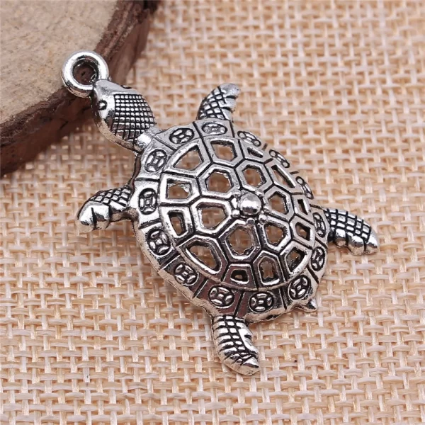 WYSIWYG 10pcs Tortoise Charm Vintage Turtle Animal Pendants Keychain Necklace Jewelry Making Accessories DIY Crafts 39x24mm - Image 3