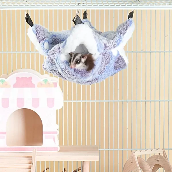 Hamster Hammock Small Pet Hanging Bed Double Warm Thickened Honeybug Flying Squirrel Guinea Pig Hammock Pet Cage Accessories - Image 2