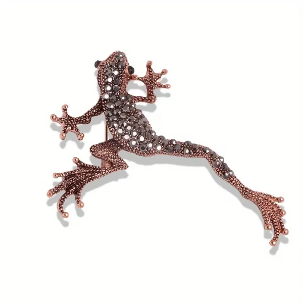 Retro Personality Trend Men's and Women's Frog Pin Accessories Rock Gothic Corsage Rhinestones Gecko Lizard Brooch - Image 3