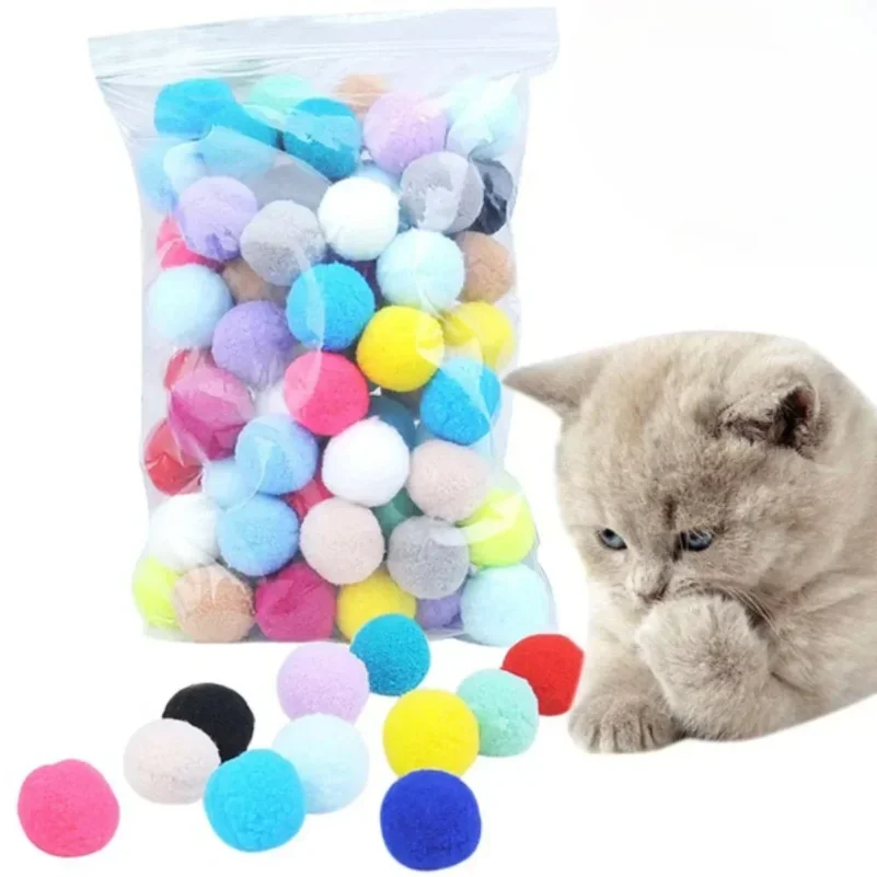 Cat interactive toys 70pcs Ball Cat Toy Plush Elastic furry ball Toy ball is fun quiet environment protection Pet interaction
