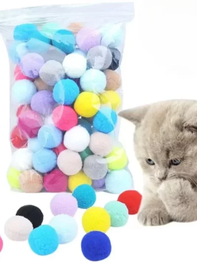 Cat interactive toys 70pcs Ball Cat Toy Plush  Elastic furry ball Toy ball is fun quiet environment protection Pet interaction