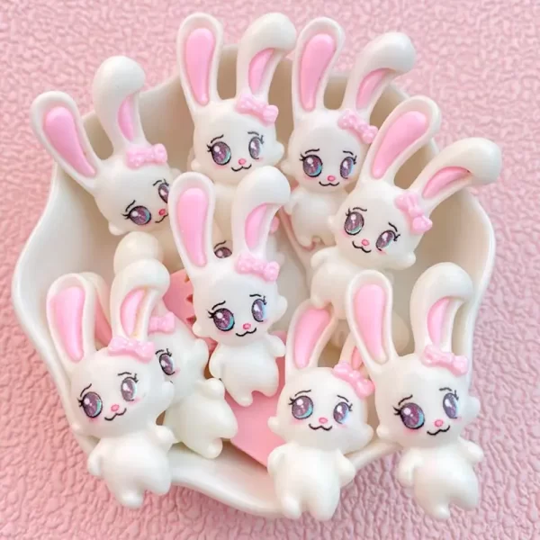 10Pcs New Cute Cartoon White Rabbit Series Flat Back Ornament Jewelry Bows Accessories Free Shipping