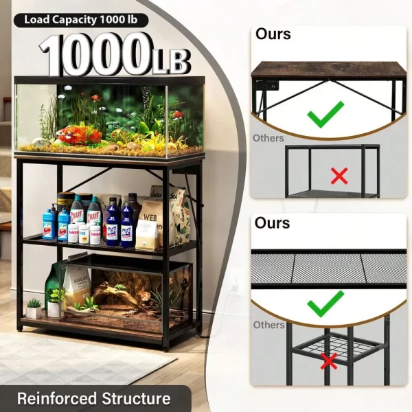 10-30Gallon Adjustable Fish Tank Aquarium Stand with Charging Station - Image 5