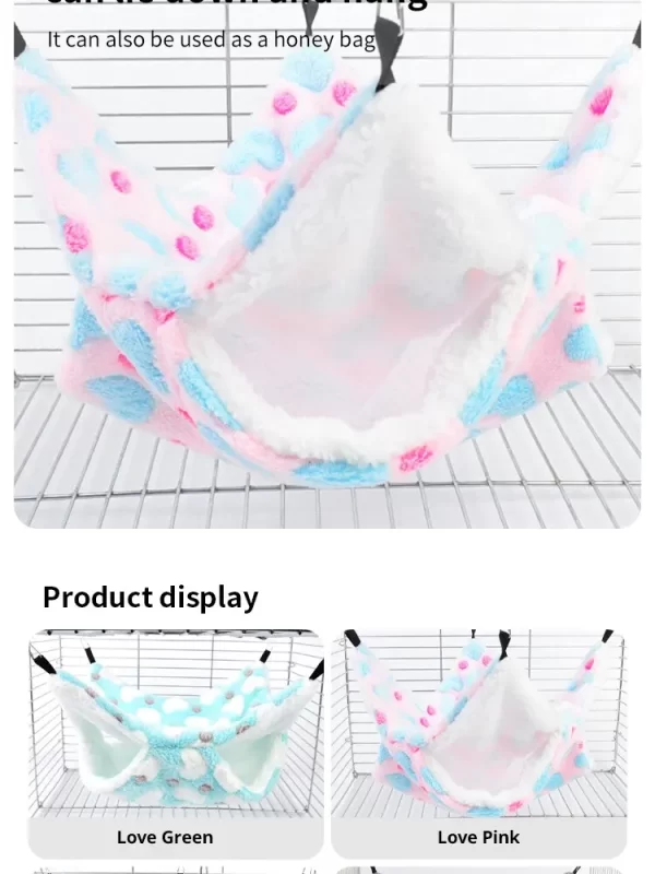 Hamster Hammock Small Pet Hanging Bed Double Warm Thickened Honeybug Flying Squirrel Guinea Pig Hammock Pet Cage Accessories - Image 18