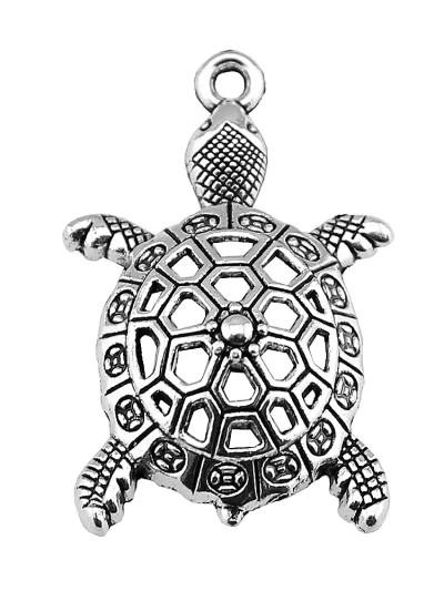 WYSIWYG 10pcs Tortoise Charm Vintage Turtle Animal Pendants Keychain Necklace Jewelry Making Accessories DIY Crafts 39x24mm