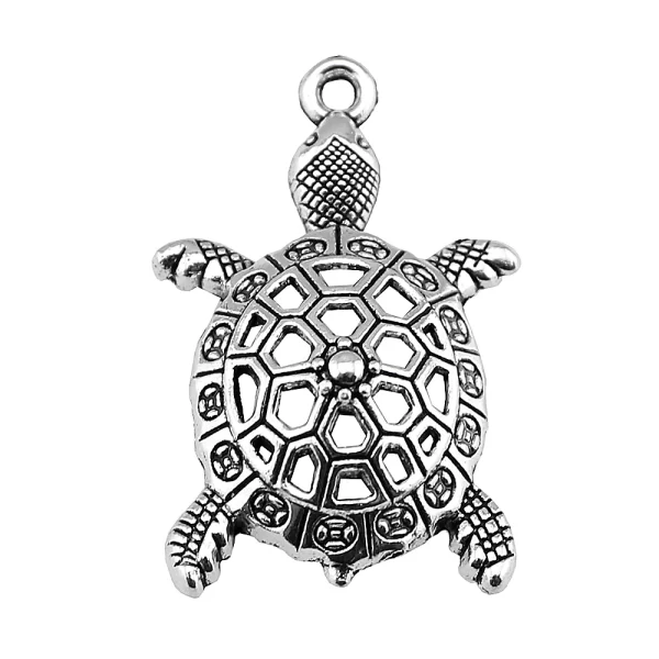WYSIWYG 10pcs Tortoise Charm Vintage Turtle Animal Pendants Keychain Necklace Jewelry Making Accessories DIY Crafts 39x24mm