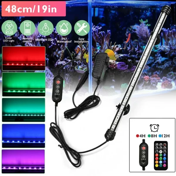 Aquarium 21 LED Light Remote Control Diving Lamp Plant Grow Lighting Underwater Fish Tank Light RGB Led Aquarium Accessories EU - Image 10