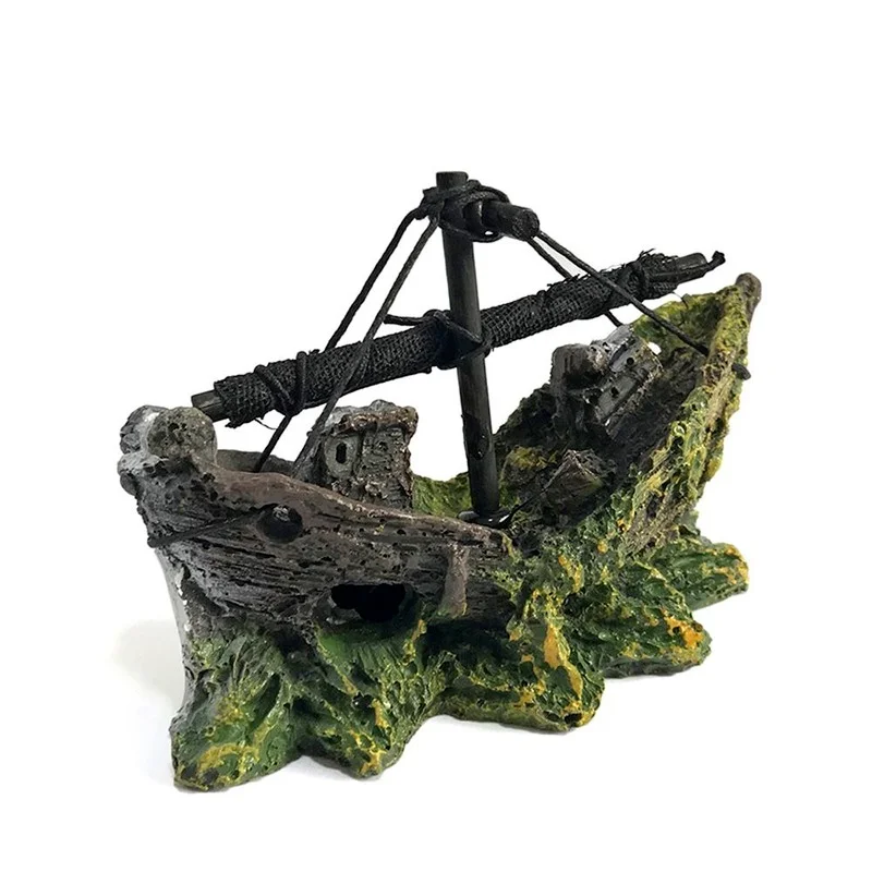 Resin Aquarium Ornament Wreck Sunk Ship Landscape Sailing Boat Cave Fish Playing Toys Fish Tank Decoration Aquarium Accessories - Image 5