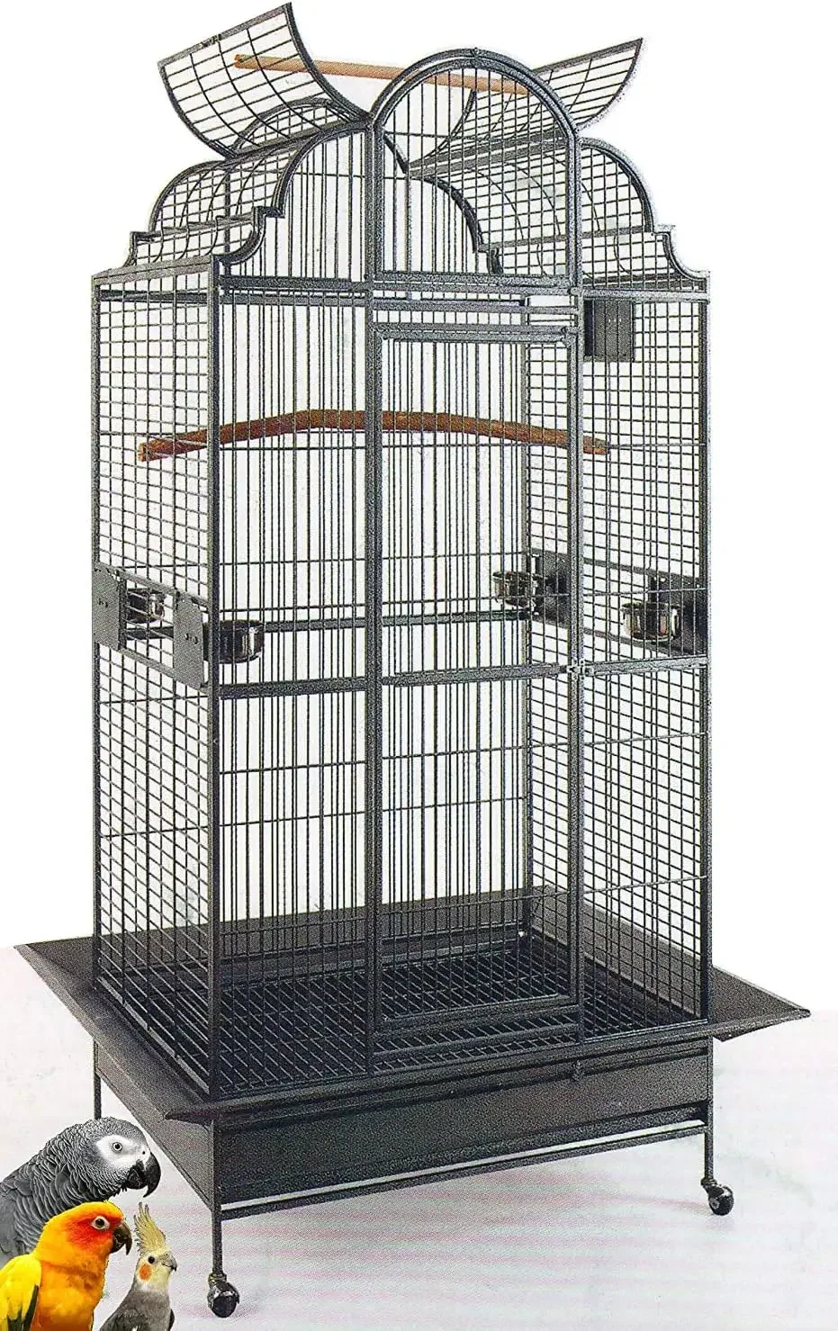 Large Stylish Play Dome Top Durable Wrought Iron Bird Parrot Parttot Finch Macaw Cockatoo Cage Including Stand - Image 8
