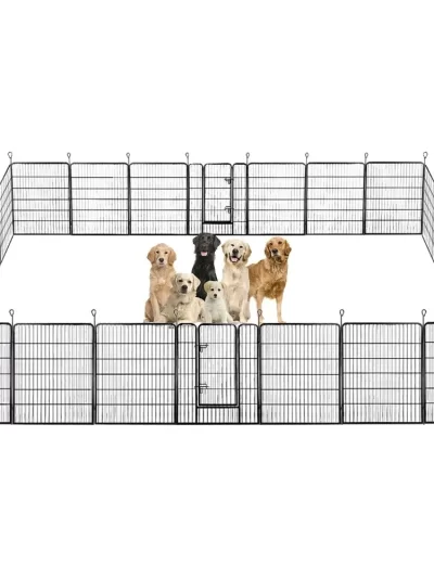 Dog Playpen Indoor 40 inch 24 Panels Metal Dog Pen Pet Dog Fence Outdoor Exercise Pen with Doors,Pet Puppy Playpen for RV Campi