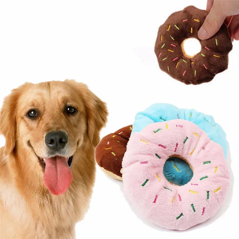 Soft Dog Donuts Plush Pet Dog Toys For Dogs Chew Toy Cute Puppy Squeaker Sound Toys Funny Puppy Small Medium Dog Interactive Toy - Image 2