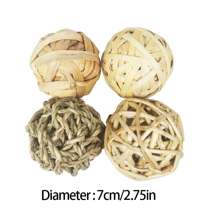 7CM Chewing Braided Ball Guinea Pig Rabbit Hamster Small Animal Play Pet Interactive Chew Toy Natural Grass Ball - Image 11