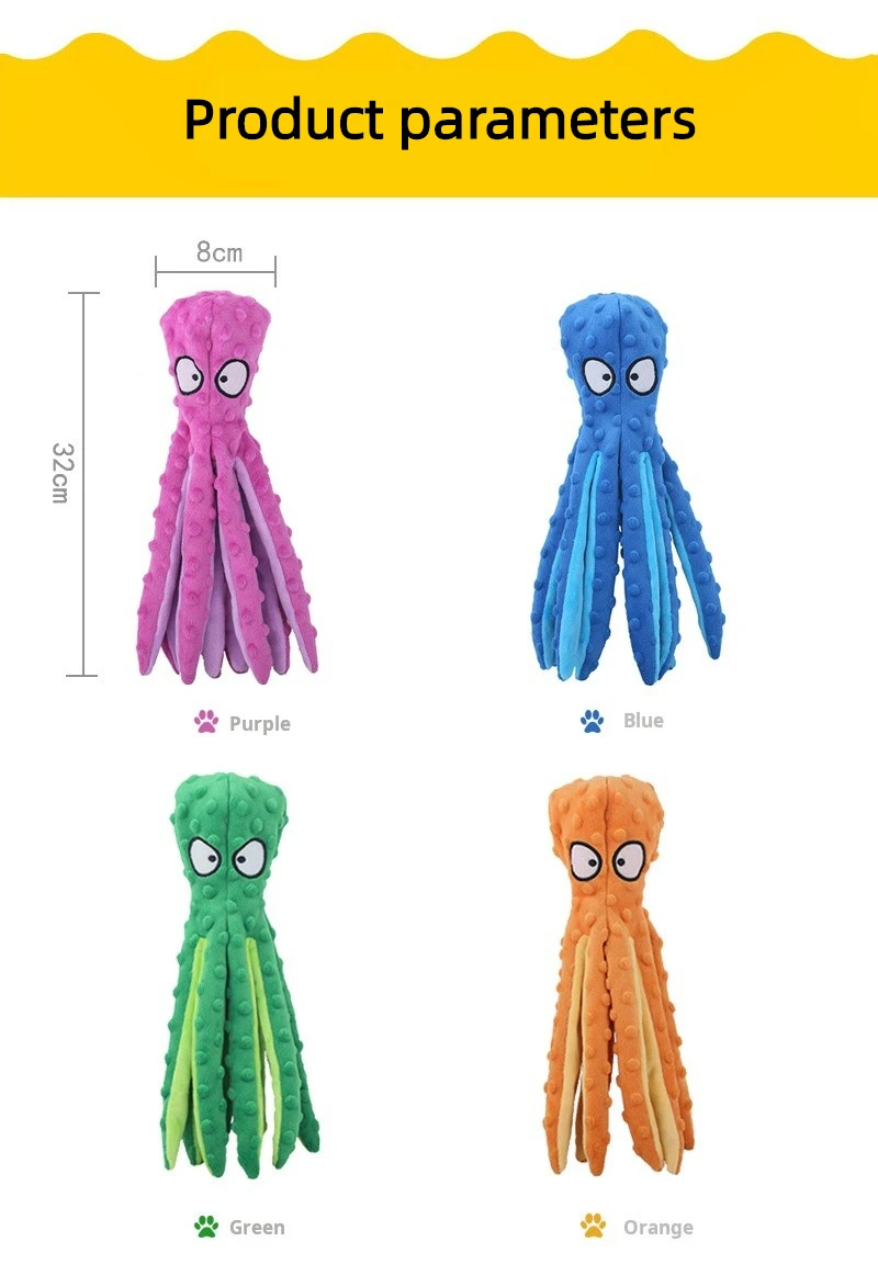 Pet Plush Toy Octopus Dog Interactive Toy Indestructible Bite Resistant Sound Puppy squeaky Octopu Dogs Rattle For Toys Supplies - Image 9