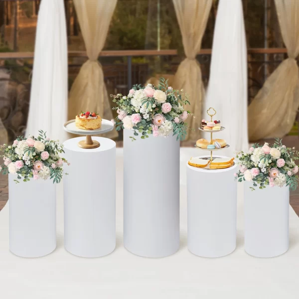 5Pcs Cylinder Pedestal Covers Plinth Stand Pillar Covers Cylinder Plinth Stand Covers for Engagement Wedding Decoration Props - Image 3