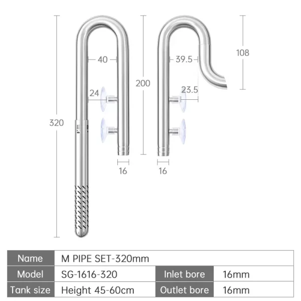 Week Aqua Fish Tank 304 Stainless Steel Filter Tube With Surface Skimmer For Inflow And Outflow Of Lily Tubes Aquarium - Image 17